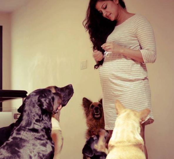 mom and dogs
