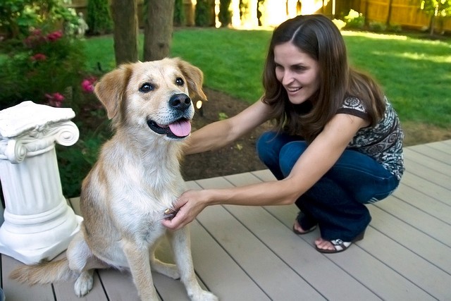 woman and her dog