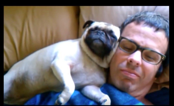 dad annd pug sleeping