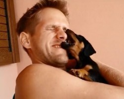 (VIDEO) Adorable Puppy Is in Love With Her Dad’s Nose. Now Watch How She Chews on it, LOL!